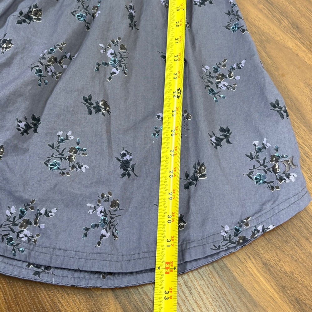 Hurley Black Top Floral Print Gray‎ Skirt Dress Cutout Back Slvless Womens Small - Picture 10 of 11